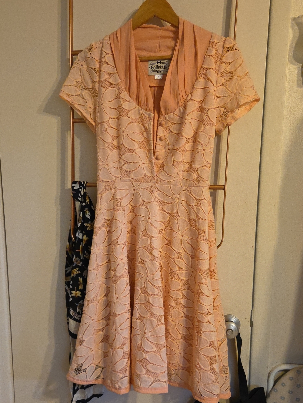 Collectif Peach Floral Lace Dress